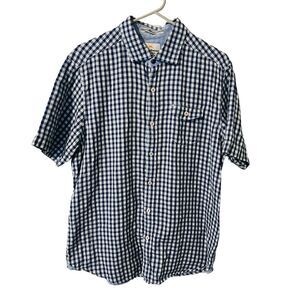 Tommy Bahama Mens Island Crafted Modern Fit Blue White Check Cotton Shirt Size M